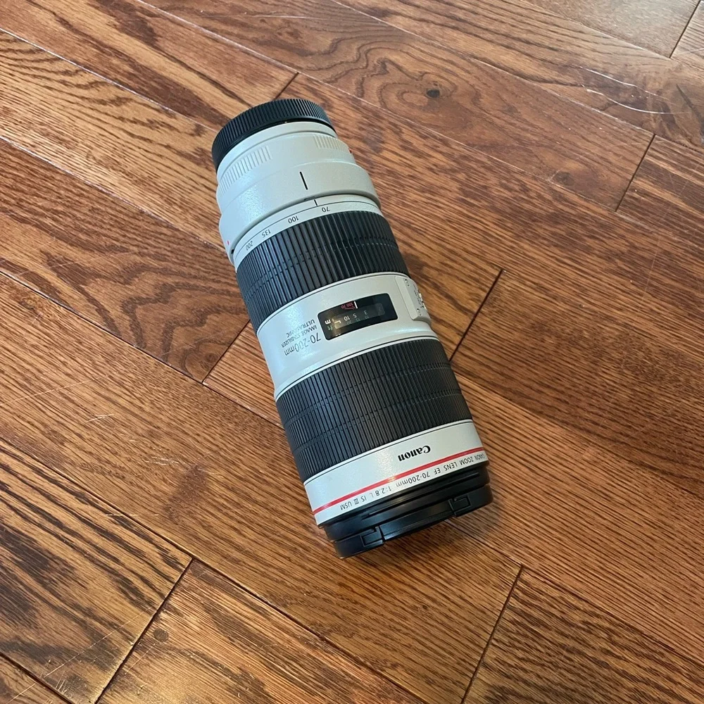 Canon EF 70-200 2.8 lll with lens hood and Canon case